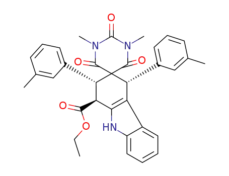 ethyl rel-(1R,2S,4S)-1',3'-dimethyl-2',4',6'-trioxo-2,4-di-m-tolyl-1,1',2,3',4,4',6',9-octahydro-2'H-spiro[carbazole-3,5'-pyrimidine]-1-carboxylate