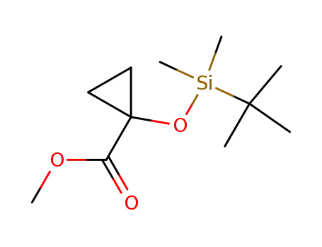 Molecular Structure of 90660-08-5 (Cyclopropanecarboxylic acid, 1-[[(1,1-dimethylethyl)dimethylsilyl]oxy]-,
methyl ester)