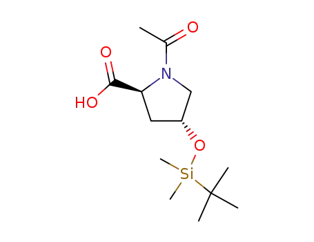 Molecular Structure of 130680-40-9 (L-Proline, 1-acetyl-4-[[(1,1-dimethylethyl)dimethylsilyl]oxy]-, (4R)-)