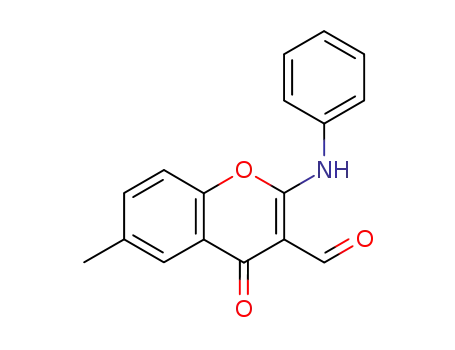 Molecular Structure of 213273-05-3 (4H-1-Benzopyran-3-carboxaldehyde, 6-methyl-4-oxo-2-(phenylamino)-)
