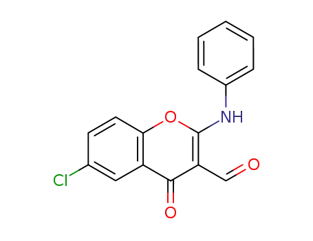 Molecular Structure of 213273-04-2 (4H-1-Benzopyran-3-carboxaldehyde, 6-chloro-4-oxo-2-(phenylamino)-)