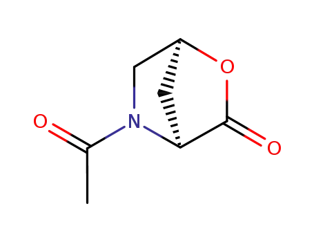 Molecular Structure of 72485-25-7 (2-Oxa-5-azabicyclo[2.2.1]heptan-3-one, 5-acetyl-, (1S)- (9CI))