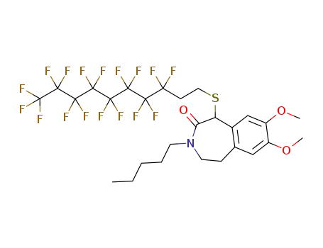 Molecular Structure of 847550-46-3 (2H-3-Benzazepin-2-one,
1-[(3,3,4,4,5,5,6,6,7,7,8,8,9,9,10,10,10-heptadecafluorodecyl)thio]-1,3,
4,5-tetrahydro-7,8-dimethoxy-3-pentyl-)