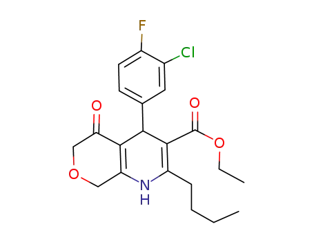 2-butyl-4-(3-chloro-4-fluoro-phenyl)-5-oxo-4,5,6,8-tetrahydro-1H-pyrano[3,4-b]pyridine-3-carboxylic acid ethyl ester