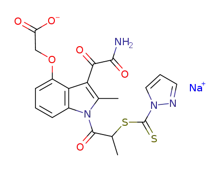 sodium {3-aminooxalyl-2-methyl-1-[2-(pyrazole-1-carbothioylsulfanyl)propionyl]-1H-indol-4-yloxy}-acetate