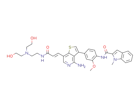 N-(4-{4-amino-7-[(1E)-3-({2-[bis(2-hydroxyethyl)amino]-ethyl}amino)-3-oxo-1-propenyl]thieno[3,2-c]pyridin-3-yl}-2-methoxyphenyl)-1-methyl-1H-indole-2-carboxamide