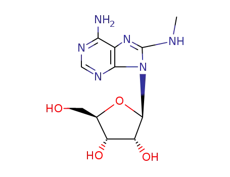 Molecular Structure of 13389-13-4 (N~8~-methyl-9-pentofuranosyl-9H-purine-6,8-diamine)