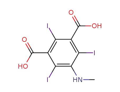 Molecular Structure of 40976-89-4 (2,4,6-Triiodo-5-(methylamino)-isophthalic acid)