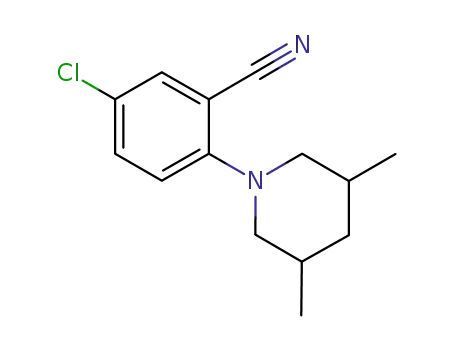 Molecular Structure of 660831-14-1 (Benzonitrile, 5-chloro-2-(3,5-dimethyl-1-piperidinyl)-)