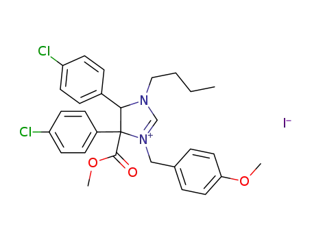 1-butyl-4,5-bis(4-chlorophenyl)-3-(4-methoxybenzyl)-4-(methoxycarbonyl)-4,5-dihydro-1H-imidazolium iodide