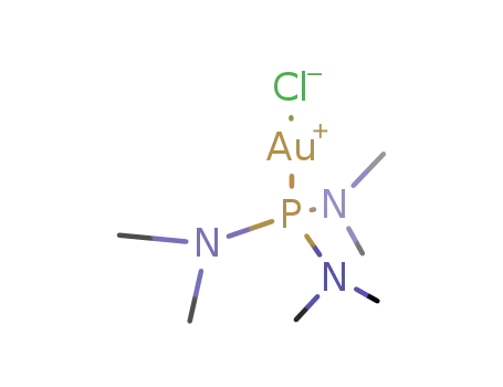 Molecular Structure of 99021-83-7 (N-bis(dimethylamino)phosphanyl-N-methyl-methanamine; gold(+1) cation; chloride)