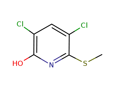 Molecular Structure of 870971-34-9 (2(1H)-Pyridinone, 3,5-dichloro-6-(methylthio)-)