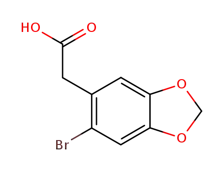 Molecular Structure of 5470-14-4 ((6-BroMo-benzo[1,3]dioxol-5-yl)-aceticacid)