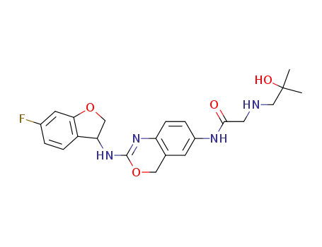 rac-N-[2-(6-Fluoro-2,3-dihydro-benzofuran-3-ylamino)-4H-benzo[d][1,3]oxazin-6-yl]-2-(2-hydroxy-2-methyl-propylamino)-acetamide