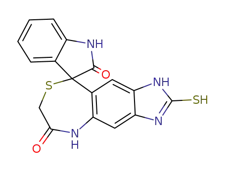 2-mercapto-5,7-dihydrospiro(imidazo[4',5':4,5']benzo[1,2-e][1,4]thiazepine-9,3'-indoline)-2',6(1H)-dione