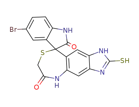 5-bromo-2-mercapto-5,7-dihydrospiro(imidazo[4',5':4,5']benzo[1,2-e][1,4]thiazepine-9,3'-indoline)-2',6(1H)-dione