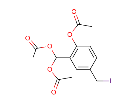 Molecular Structure of 64619-94-9 (Methanediol, [2-(acetyloxy)-5-(iodomethyl)phenyl]-, diacetate)