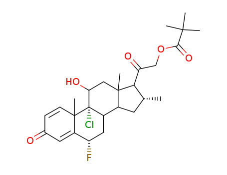 Pregna-1,4-diene-3,20-dione,9-chloro-21-(2,2-dimethyl-1-oxopropoxy)-6-fluoro-11-hydroxy-16-methyl-, (6a,11b,16a)-