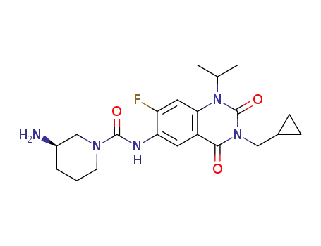 (R)-3-amino-N-(3-(cyclopropylmethyl)-7-fluoro-1-isopropyl-2,4-dioxo-1,2,3,4-tetrahydroquinazolin-6-yl)piperidine-1-carboxamide