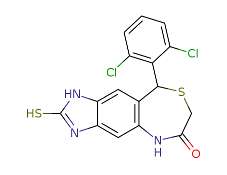 9-(2,6-dichlorophenyl)-2-sulfanyl-5,6,7,9-tetrahydro-1H-imidazo[4',5':4,5]benzo[e][1,4]thiazepin-6-one