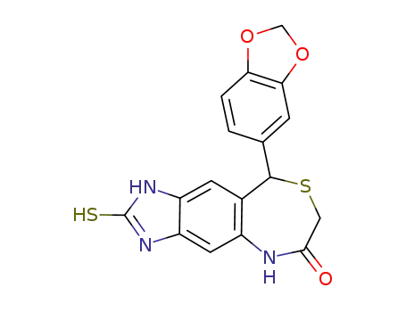 9-(1,3-benzodioxol-5-yl)-2-sulfanyl-5,6,7,9-tetrahydro-1H-imidazo[4',5':4,5]benzo[e][1,4]thiazepine-6-one