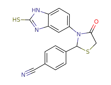4-(3-(2-mercapto-1H-benzo[d]imidazol-5-yl)-4-oxothiazolidin-2-yl)benzonitrile