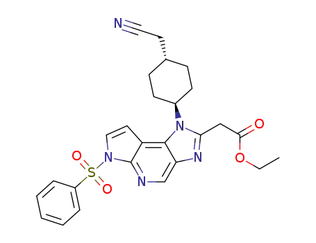 ethyl 2-(1-((1r,4r)-4-(cyanomethyl)cyclohexyl)-6-(phenylsulfonyl)-1,6-dihydroimidazo[4,5-d]pyrrolo[2,3-b]pyridin-2-yl)acetate