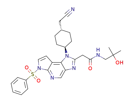 2-(1-((1r,4r)-4-(cyanomethyl)cyclohexyl)-6-(phenylsulfonyl)-1,6-dihydroimidazo[4,5-d]pyrrolo[2,3-b]pyridin-2-yl)-N-(2-hydroxy-2-methylpropyl)acetamide