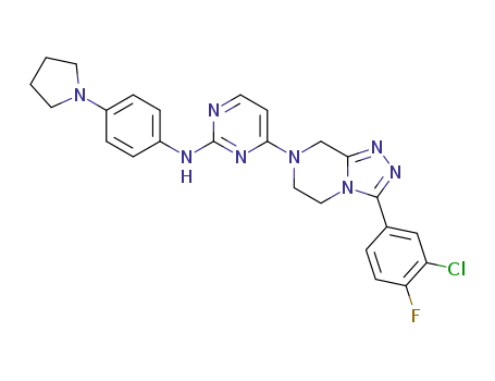 4-(3-(3-chloro-4-fluorophenyl)-5,6-dihydro-[1,2,4]triazolo-[4,3-a]pyrazin-7(8H)-yl)-N-(4-(pyrrolidin-1-yl)phenyl)pyrimidin-2-amine