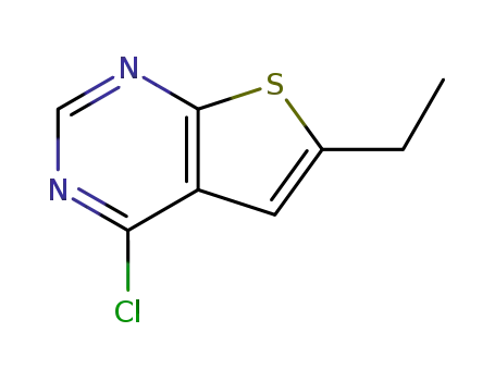 Molecular Structure of 81136-42-7 (4-CHLORO-6-ETHYLTHIENO[2,3-D]PYRIMIDINE)