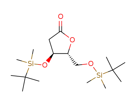 Molecular Structure of 83159-91-5 (3,5-Di-O-(tert-butyldimethylsilyl)-2-deoxy-D-ribonolactone)
