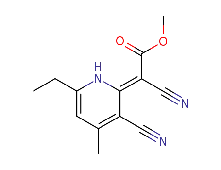 Molecular Structure of 89500-78-7 (Acetic acid, cyano(3-cyano-6-ethyl-4-methyl-2(1H)-pyridinylidene)-,
methyl ester, (Z)-)