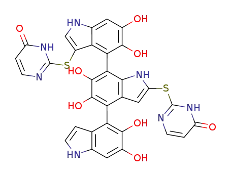 5,5',5",6,6',6"-hexahydroxy-2',3-bis[(4-hydroxypyrimidin-2-yl)thio]4,7':4',4"-terindolyl