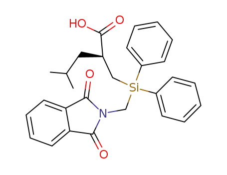 Molecular Structure of 503066-39-5 (Pentanoic acid,
2-[[[(1,3-dihydro-1,3-dioxo-2H-isoindol-2-yl)methyl]diphenylsilyl]methyl]-
4-methyl-, (2S)-)
