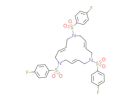 Molecular Structure of 501682-78-6 (1,6,11-Triazacyclopentadeca-3,8,13-triene,
1,6,11-tris[(4-fluorophenyl)sulfonyl]-, (3E,8E,13E)-)