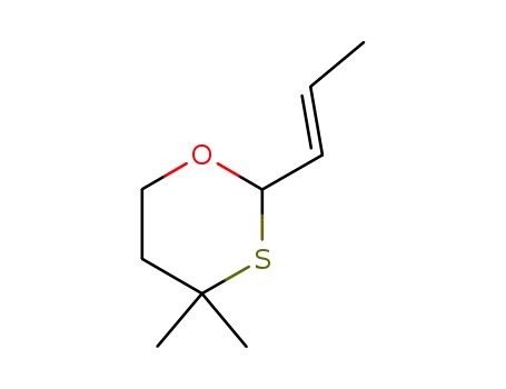 Molecular Structure of 561329-05-3 (1,3-Oxathiane, 4,4-dimethyl-2-(1E)-1-propenyl-)