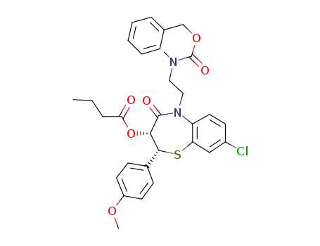 (-)-cis-2-(4-methoxyphenyl)-3-n-butyryloxy-5-[2-(N-benzyloxycarbonyl-N-methylamino)ethyl]-8-chloro-2,3-dihydro-1,5-benzothiazepin-4(5H)-one
