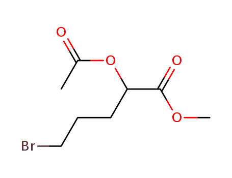 Molecular Structure of 61427-26-7 (Pentanoic acid, 2-(acetyloxy)-5-bromo-, methyl ester)