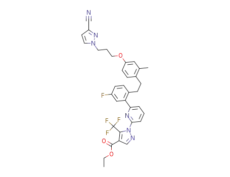 ethyl 1-(6-(2-(4-(3-(3-cyano-1H-pyrazol-1-yl)propoxy)-2-methylphenethyl)-5-fluorophenyl)pyridin-2-yl)-5-(trifluoromethyl)-1H-pyrazole-4-carboxylate