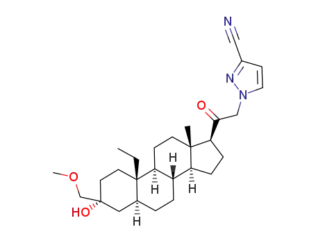 1-(2-((3R,5S,8S,9S,10S,13S,14S,17S)-10-ethyl-3-hydroxy-3-(methoxymethyl)-13-methylhexadecahydro-1H-cyclopenta[a]phenanthren-17-yl)-2-oxoethyl)-1H-pyrazole-3-carbonitrile