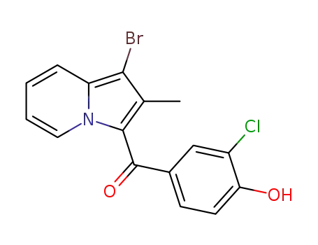 Molecular Structure of 77832-91-8 (Methanone, (1-bromo-2-methyl-3-indolizinyl)(3-chloro-4-hydroxyphenyl)-)