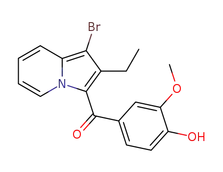 Molecular Structure of 77823-54-2 (Methanone, (1-bromo-2-ethyl-3-indolizinyl)(4-hydroxy-3-methoxyphenyl)-)