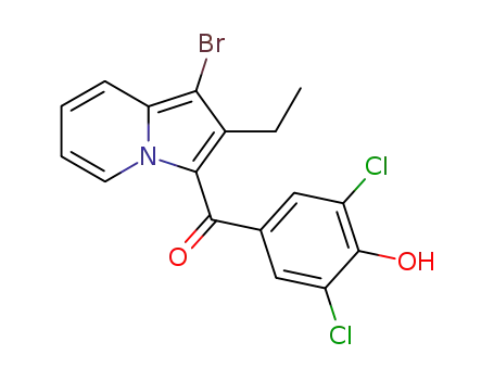 Molecular Structure of 77833-28-4 (Methanone,
(1-bromo-2-ethyl-3-indolizinyl)(3,5-dichloro-4-hydroxyphenyl)-)