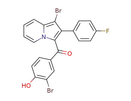 1-bromo-2-(4-fluoro-phenyl)-3-(3-bromo-4-hydroxy-benzoyl)-indolizine