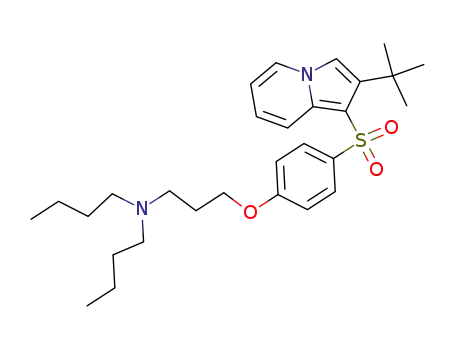 Molecular Structure of 114432-66-5 (1-Butanamine,
N-butyl-N-[3-[4-[[2-(1,1-dimethylethyl)-1-indolizinyl]sulfonyl]phenoxy]prop
yl]-)