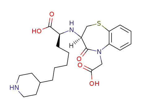 3(R)-[1(S)-carboxy-6-(4-piperidyl)hexyl]amino-4-oxo-2,3,4,5-tetrahydro-1,5-benzothiazepine-5-acetic acid