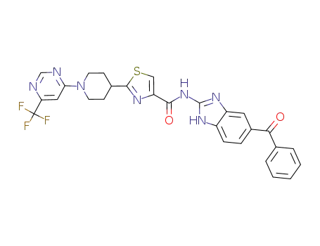 2-[1-(6-trifluoromethyl-pyrimidin-4-yl)-piperidin-4-yl]thiazole-4-carboxylic acid (5-benzoyl-1H-benzoimidazol-2-yl)-amide