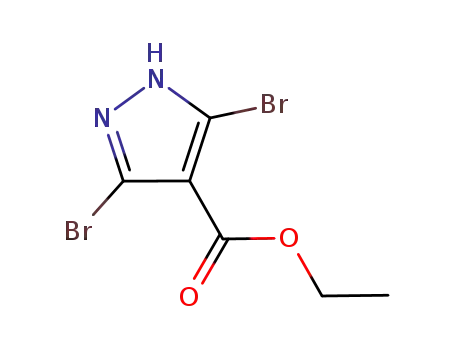 Molecular Structure of 1017802-86-6 (1H-Pyrazole-4-carboxylic acid, 3,5-dibromo-, ethyl ester)