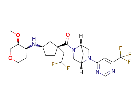 1,5-anhydro-2,3-dideoxy-3-{[(1R,3S)-3-(2,2-difluoroethyl)-3-({(1S,4S)-5-[6-(trifluoromethyl)pyrimidin-4-yl]-2,5-diazabicyclo[2.2.1]hept-2-yl}carbonyl)cyclopentyl]amino}-4-O-methyl-D-erythro-pentitol