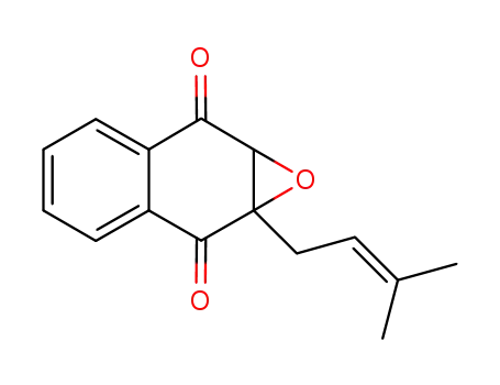 Molecular Structure of 137492-06-9 (Naphth[2,3-b]oxirene-2,7-dione, 1a,7a-dihydro-1a-(3-Methyl-2-buten-1-yl)-)